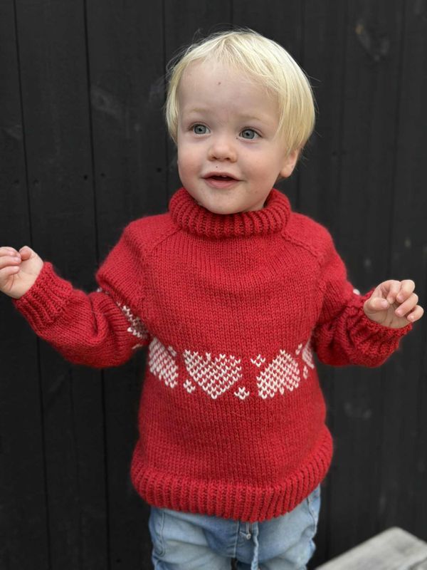 Julekorg-genser - Ferdigstrikka